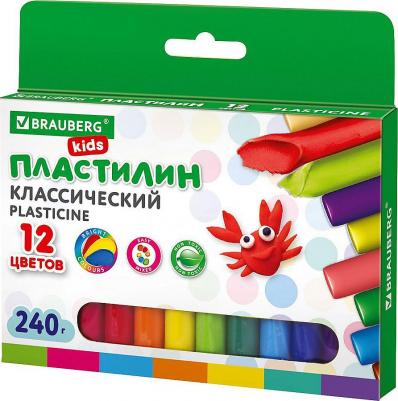 105873, Пластилин классический KIDS, 12 цветов, 240 г, ВЫСШЕЕ КАЧЕСТВО, 105873