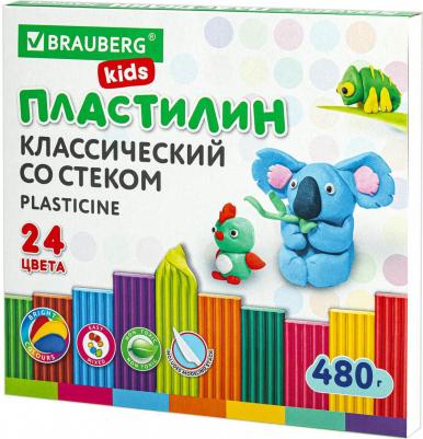 106437, Пластилин классический KIDS, 24 цвета, 480 грамм, стек, ВЫСШЕЕ КАЧЕСТВО, 106437 – фото 3