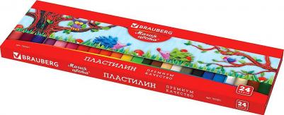 Пластилин классический 24 цвета, 500 г, ВЫСШЕЕ КАЧЕСТВО, картонная упаковка, 103351