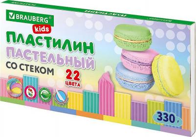 Пластилин классический пастельные цвета, 22 цвета, 330 грамм, стек