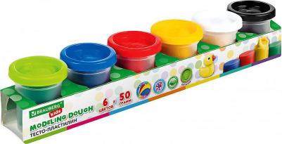 Пластилин-тесто для лепки KIDS 6 цветов