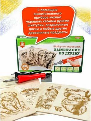 Набор для выжигания по дереву (аппарат с насадками, доски 5 штук)