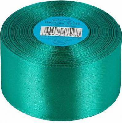 Лента атласная однотонная 50мм, метражом, 016, изумруд, 100%полиэстер, 1м