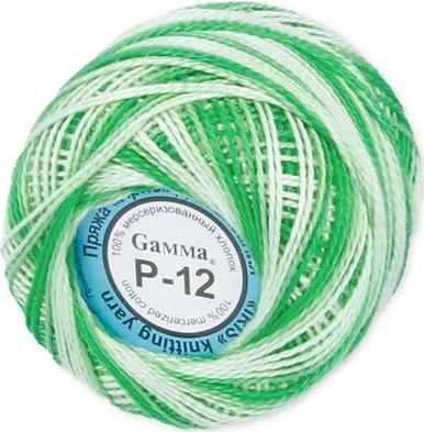 Пряжа Ирис меланж 100% хлопок 10 шт. х 10 г 82 м +- 3 м Р-12 зеленый-белый – фото 1