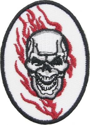 Термоаппликация 'Пламя и череп', овальная, 4.3*6см – фото 1