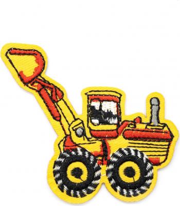 Термоаппликация 'Трактор с ковшом', желтый/красный 7*6,5см – фото 1