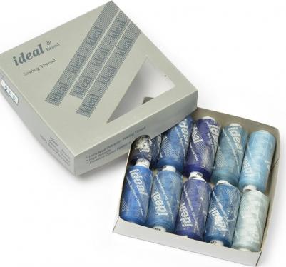 Нитки 40/2 366 м 100% полиэстер Mix B синие оттенки 10 шт – фото 1