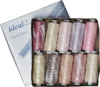 Нитки 40/2, 366 м, 100% полиэстер, Mix PR, пудра, 10 шт – фото 2