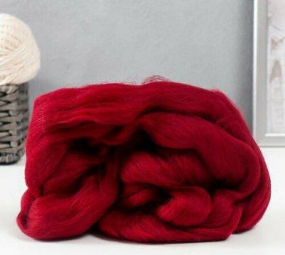 Лента для валяния полутонкая, 100% шерсть, 50гр (091 вишня)