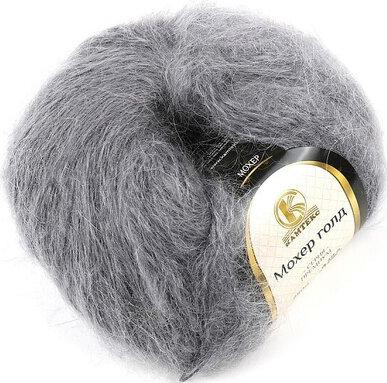 Пряжа для вязания камт Мохер Голд 10х50г/250м цв.169 серый – фото 1