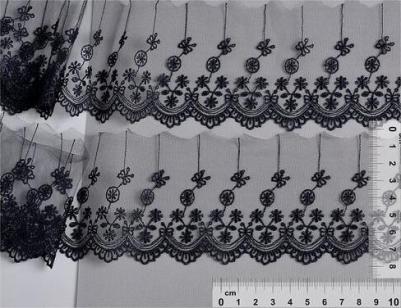 Кружево на сетке матовая нить, арт.TR.8B3289, 80мм, цвет 03 темно-синий, уп.9м – фото 1