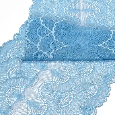 Кружево-стрейч арт.TBY.8034 шир.195мм цв. голубой уп.10м – фото 4