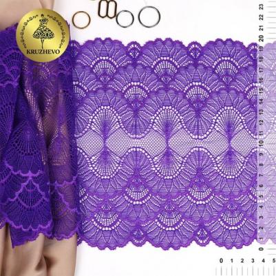 Кружево-стрейч арт.TBY.8034 шир.195мм цв. розовый уп.10м
