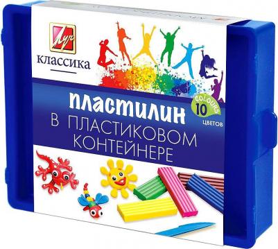 Пластилин классический Классика 10 цветов 200 г со стеком