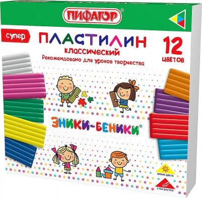 106429, Пластилин классический ЭНИКИ-БЕНИКИ СУПЕР, 12 цветов, 240 грамм, стек, 106429
