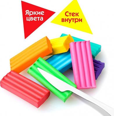 Пластилин классический "Веселая такса", 24 цвета, 360 г, со стеком – фото 3