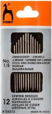 04313 Иглы ручные для вышивания и шитья Crewels № 1-5, 12 шт