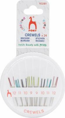 10281 Иглы для вышивания и шитья Crewels с цветным ушком в розетке №9-12, 24 шт – фото 2