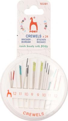 10281 Иглы для вышивания и шитья Crewels с цветным ушком в розетке №9-12, 24 шт – фото 4