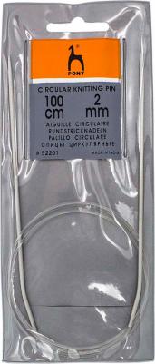 52201 Спицы вязальные круговые 2,00мм*100см, алюм – фото 1