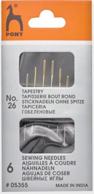 Иглы ручные гобеленовые Tapestry с золотым ушком № 26, 6 шт 05355 – фото 2