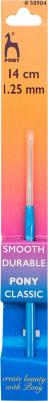 Крючок вязальный 1,25 мм/14 см, сталь, с пластиковой ручкой PONY58904 – фото 1