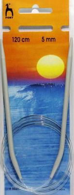 Спицы круговые, 5 мм, 120 см, алюминий – фото 1