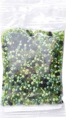 Бисер 10/0, 20 гр, 5 цветов, ассорти №6 (зеленый) – фото 1