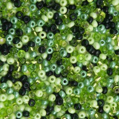 Бисер 10/0, 20 гр, 5 цветов, ассорти №6 (зеленый)