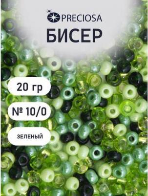 Бисер 10/0, 20 гр, 5 цветов, ассорти №6 (зеленый) – фото 2