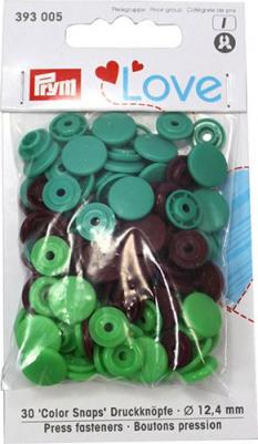 Кнопки Love Color Snaps, зеленый/коричневый, 12мм, 30шт, 393005 – фото 1