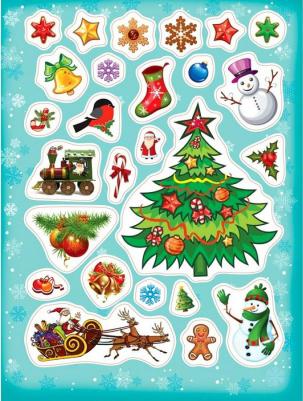 Наклейки 100 зимних наклеек (бирюзовая) – фото 4