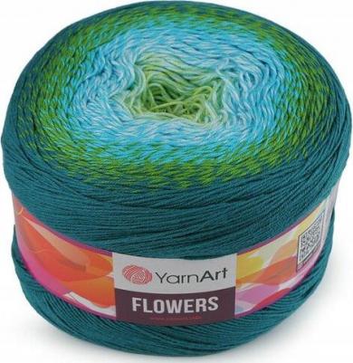 Пряжа Flowers темно серый-серый-светло-голубой-бирюза, 55%хлопок/45%акрил, 1000м, 250г, 1шт – фото 2