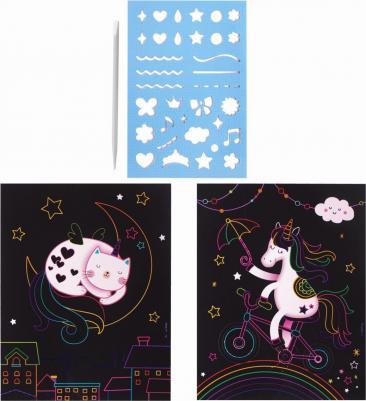 Гравюра магическая "Единорог и котенок", А5, 2 основы в комплекте, с трафаретом, 662688 – фото 10