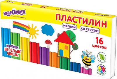 Пластилин мягкий "Веселый шмель", 16 цветов, 240 г, со стеком – фото 8