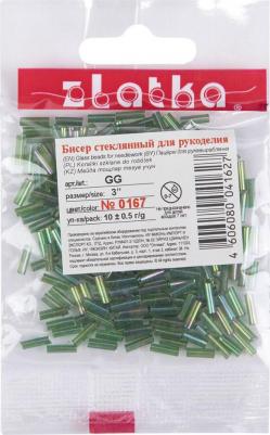 Стеклярус, 3", 10х10 г, №0167, зеленый – фото 1