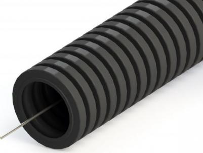 Труба гофрированная ПНД тяжёлая 750 Н безгалогенная HF стойкая к ультрафиолету черная с/з д16 100м PR.021641 – фото 3