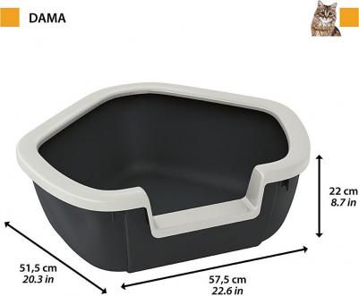 Туалет для кошек угловой с бортиком Dama 51,5х57,5х22 см – фото 3