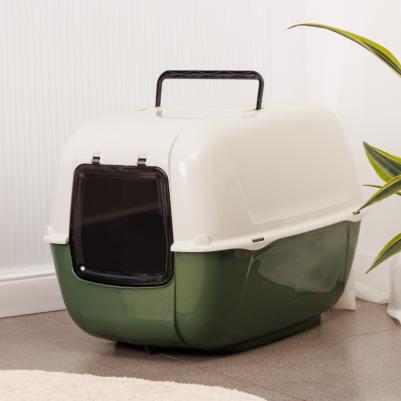 Туалет для кошек закрытый Prima с угольным фильтром, зеленый,52,5х38х39,5 см