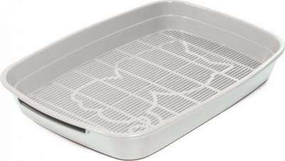 Туалет для кошек с сеткой малый "Леопольд", светло-серый, 340*260*50мм