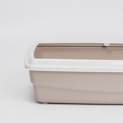 Туалет для кошек с бортиком, 54х40х14 см, бежевый – фото 1