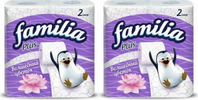 Туалетная бумага Plus Волшебный цветок, 2 слоя, 4 рулона