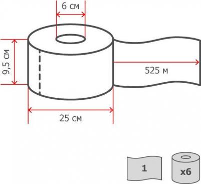 Бумага туалетная д/дисп Prof 1сл натур втор втул525м6рул/уп Т – фото 2