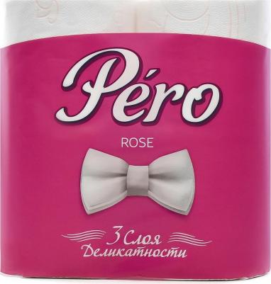 Туалетная бумага, Rose, 3 слоя, 4 шт, с втулкой, белая – фото 2