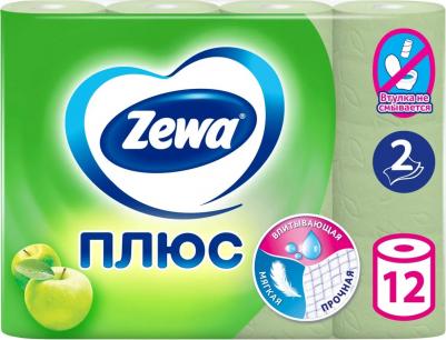 Бумага туалетная Плюс Яблоко 2-слойная зеленая (12 рулонов в упаковке) – фото 6