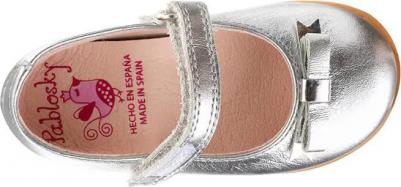 Туфли Мэри Джейн из кожи для девочки с застежкой-липучкой, серебряный – фото 5