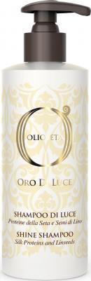 Шампунь-блеск с протеинами шелка и семенем льна / OLIOSETA ORO DI LUCE Shine shampoo 250 мл – фото 2
