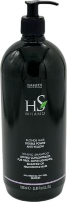 SHAMPOO BLONDE HAIR DOUBLE POWER ANTI-YELLOW Шампунь для светлых и обесцвеченных волос с двойным пигментом, EMMEDI, Hs MILANO 1000 мл – фото 3