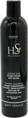 SHAMPOO BLONDE HAIR DOUBLE POWER ANTI-YELLOW Шампунь для светлых и обесцвеченных волос с двойным пигментом, EMMEDI, Hs MILANO 1000 мл – фото 6