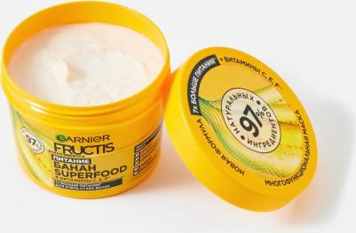 Fructis Маска для волос 3в1 "Фруктис, Superfood Банан", питательная, для очень сухих волос, 390 мл, без парабенов, силиконов и искусственных – фото 10